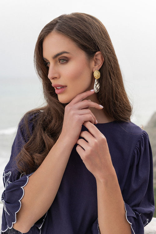 Two Tone Drop Earrings