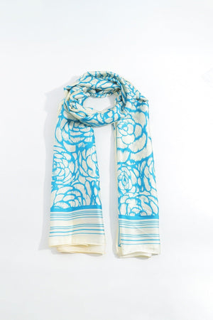 Two Tone Floral Scarf in Blue