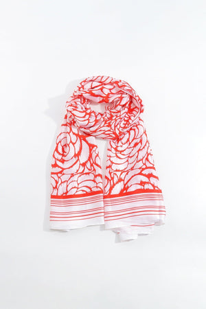 Two Tone Floral Scarf in Red
