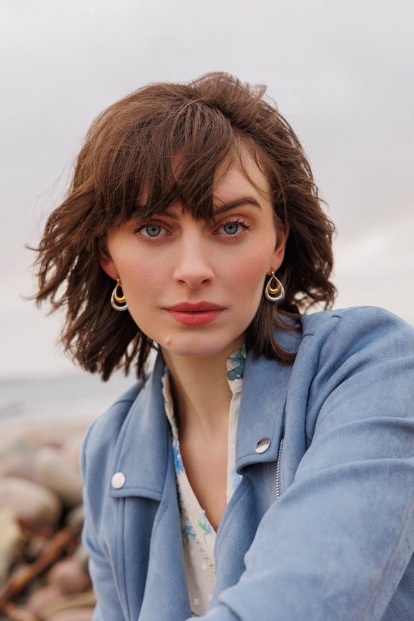 Carraig Donn Two Tone Teardrop Earrings