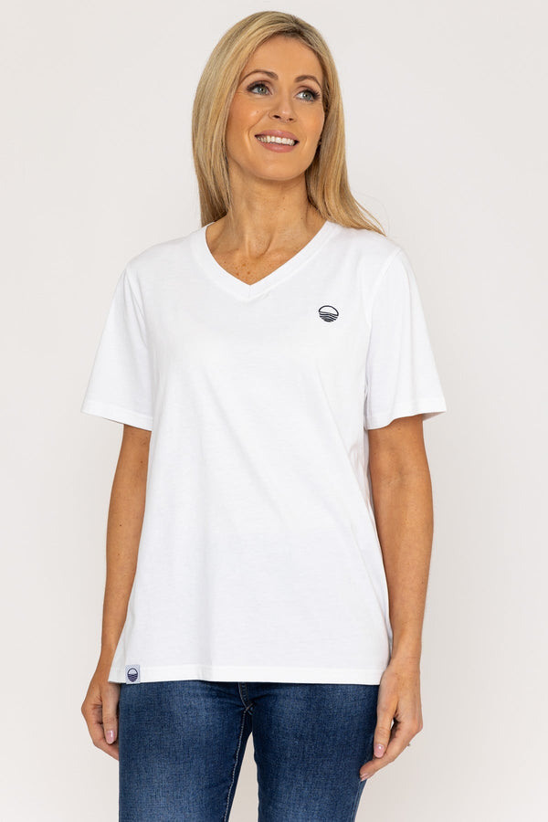 Carraig Donn V-Neck T-Shirt in White