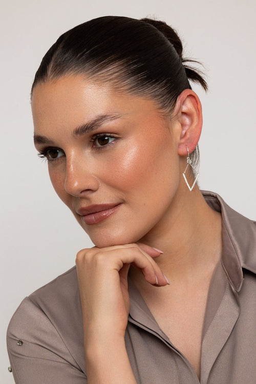 V Shaped Silver Earrings