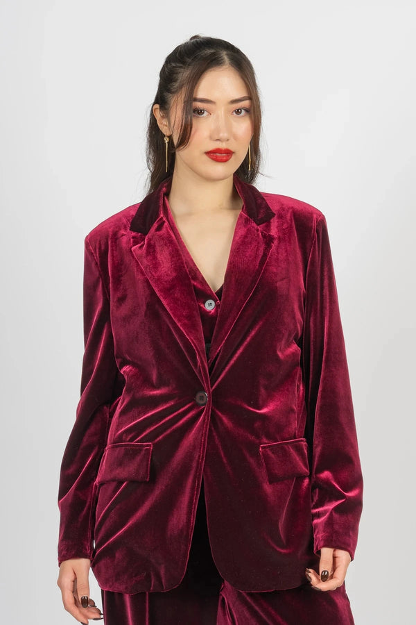 Oversized Blazer Plum Velvet Blazer Womens Plus Size Women's