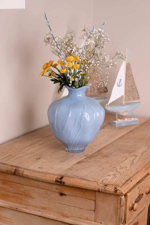 Carraig Donn Wave Glass Blue Vase