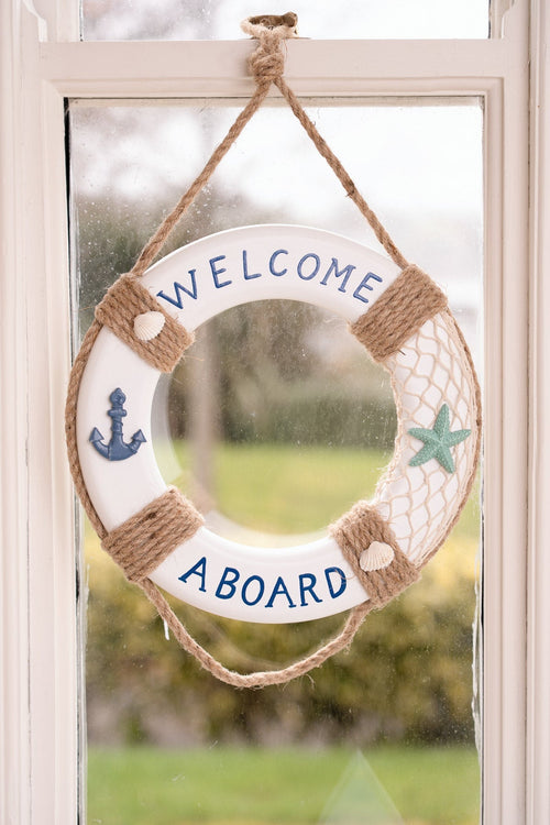 “Welcome Aboard” Wooden Lifebuoy Decor