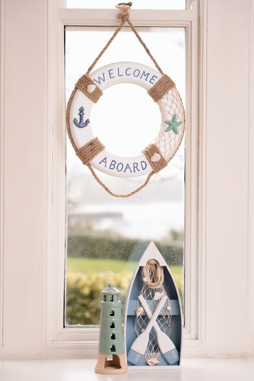 Carraig Donn “Welcome Aboard” Wooden Lifebuoy Decor