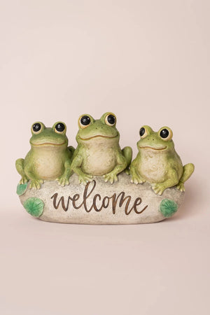 Carraig Donn "Welcome" Frogs Decorative Garden Stone