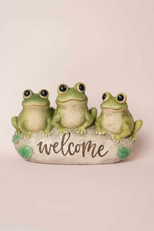 Carraig Donn "Welcome" Frogs Decorative Garden Stone