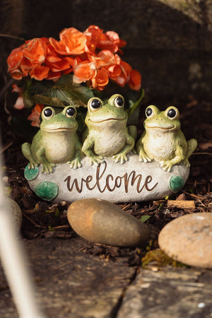 Carraig Donn "Welcome" Frogs Decorative Garden Stone