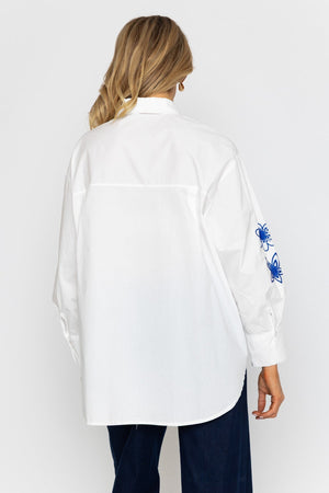 Carraig Donn White Bird Detail Cotton Shirt