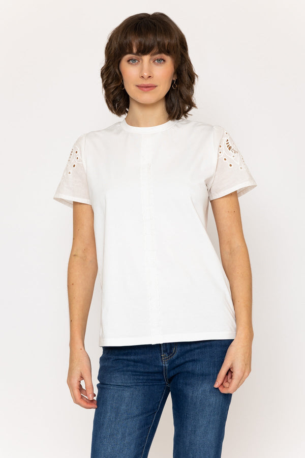 Carraig Donn White Broderie Anglaise Cotton Top