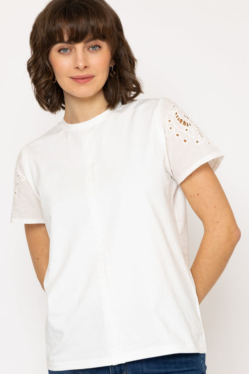 Carraig Donn White Broderie Anglaise Cotton Top