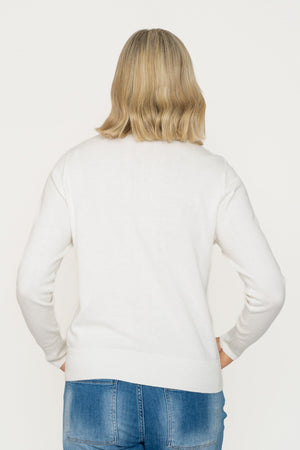 Carraig Donn White Cardigan With Contrast Buttons