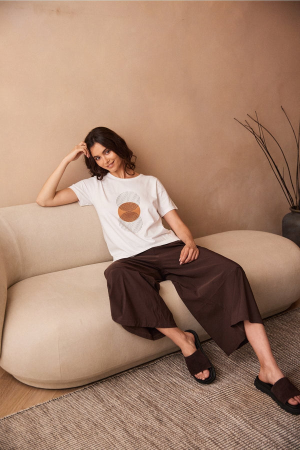 Carraig Donn White Circle Line Print Top
