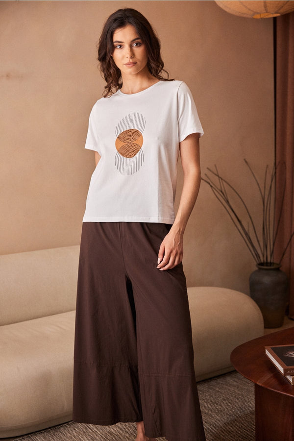 Carraig Donn White Circle Line Print Top