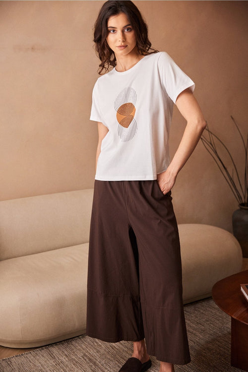 Carraig Donn White Circle Line Print Top