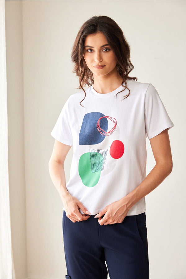 Carraig Donn White Circle Print T Shirt