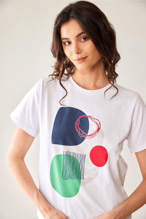 Carraig Donn White Circle Print T Shirt