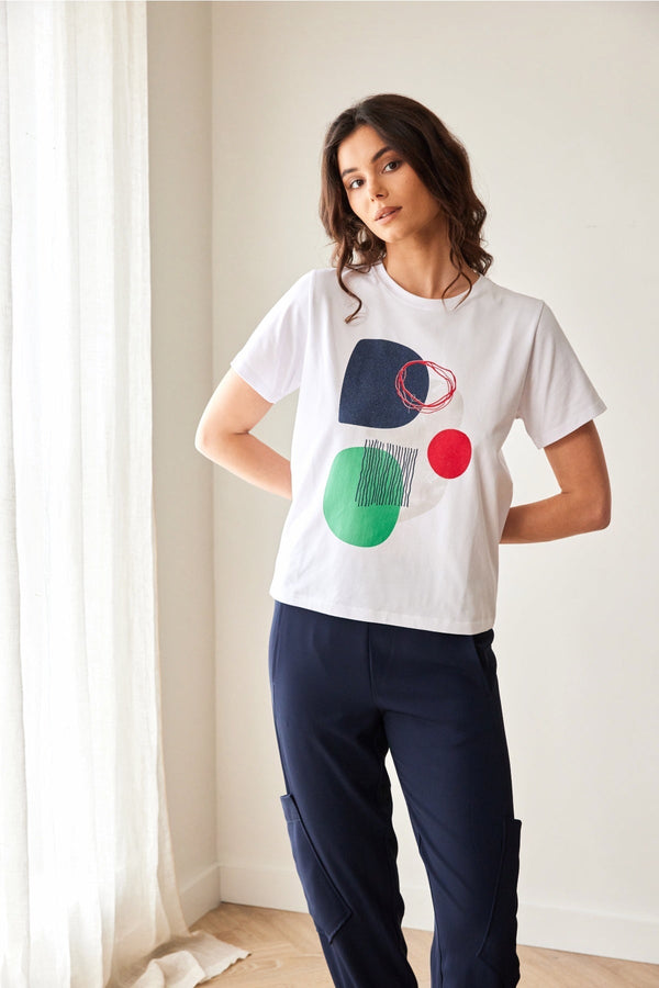 Carraig Donn White Circle Print T Shirt