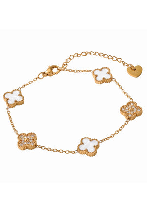 Carraig Donn White & Crystal Clover Bracelet