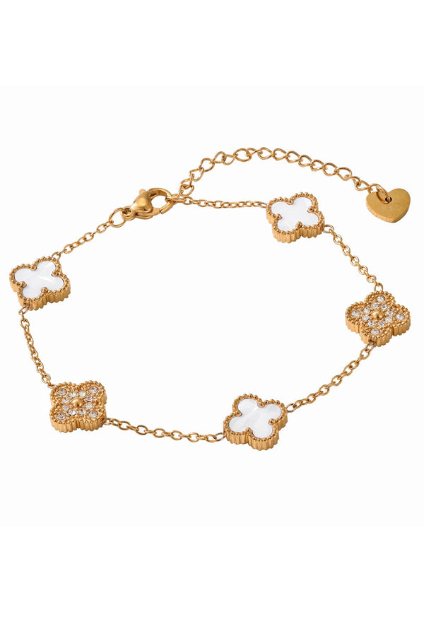 Carraig Donn White & Crystal Clover Bracelet