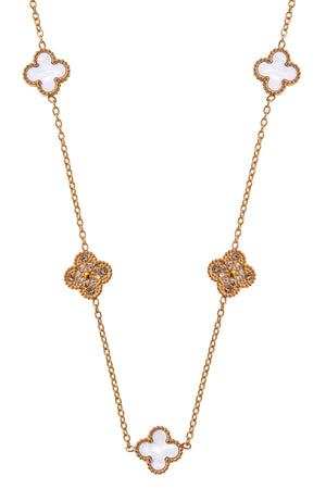 Carraig Donn White & Crystal Clover Short Necklace