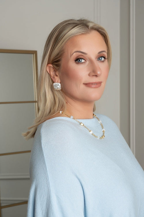 White Cube Beaded Necklace
