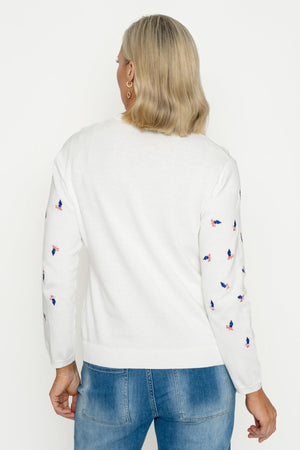 Carraig Donn White Embroidered Cardigan