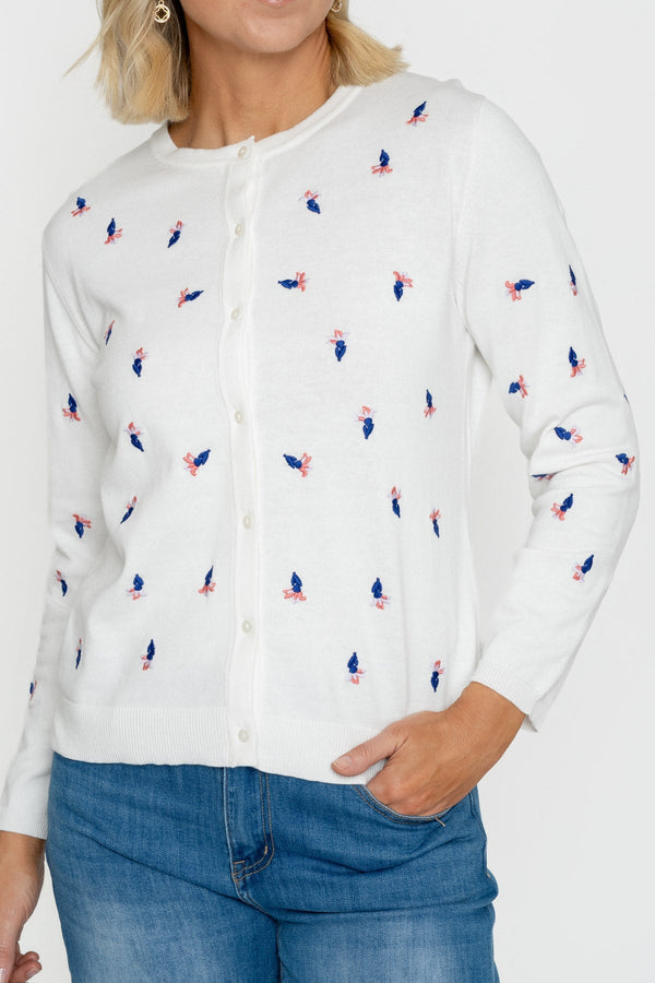 Carraig Donn White Embroidered Cardigan