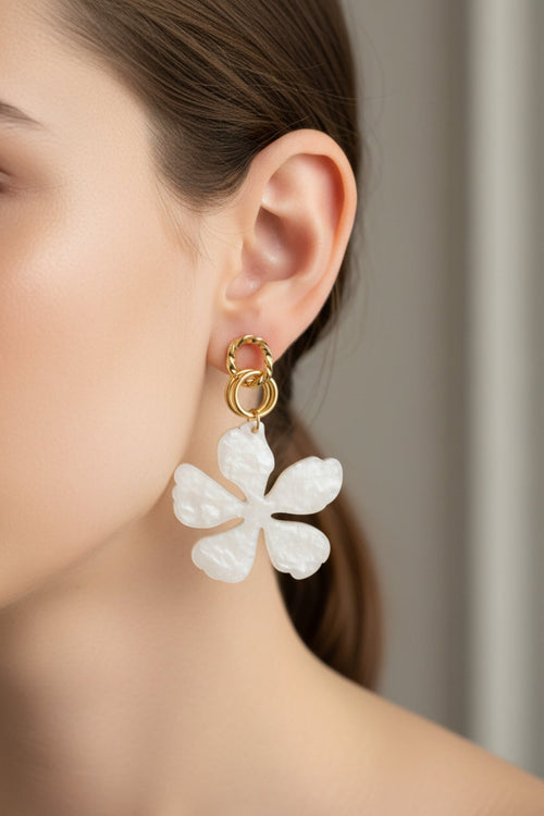 White Flower Earrings