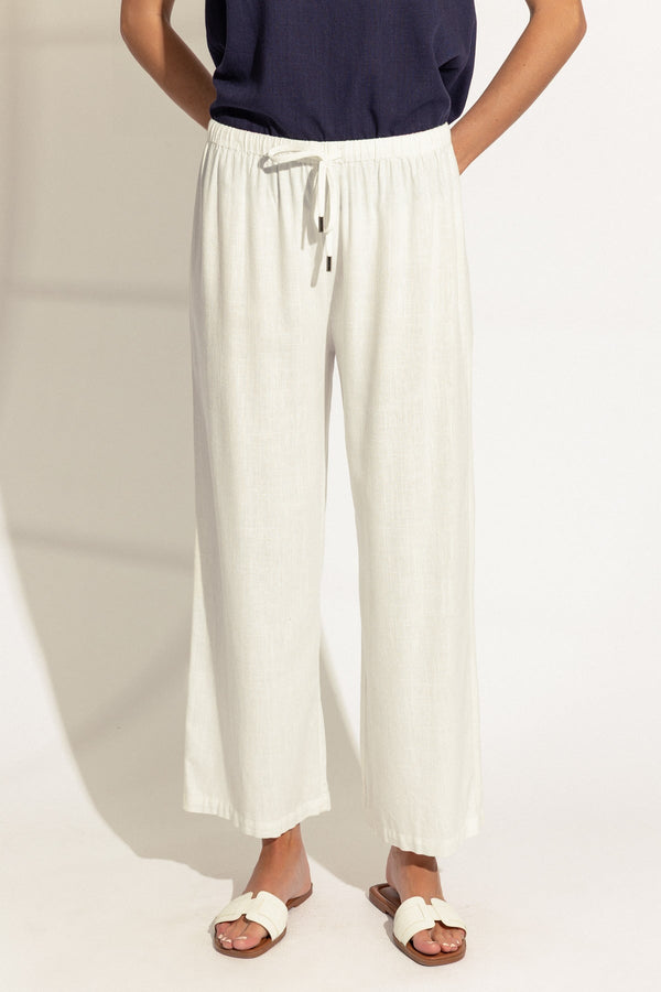 Carraig Donn White Linen Blend Wide Leg Trousers