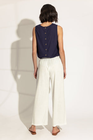 Carraig Donn White Linen Blend Wide Leg Trousers