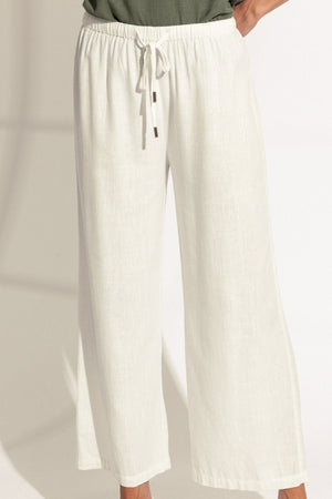 Carraig Donn White Linen Blend Wide Leg Trousers