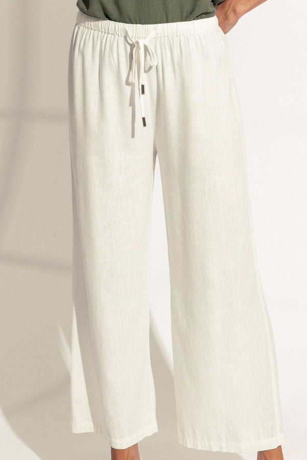Carraig Donn White Linen Blend Wide Leg Trousers