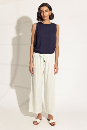 Carraig Donn White Linen Blend Wide Leg Trousers