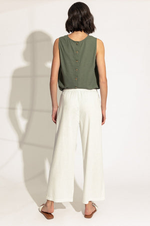 Carraig Donn White Linen Blend Wide Leg Trousers