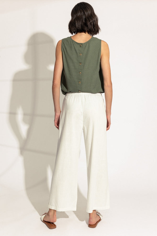 Carraig Donn White Linen Blend Wide Leg Trousers