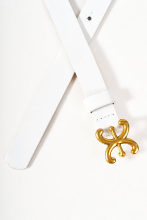 Carraig Donn White Link Detail Skinny Belt - Size M/L
