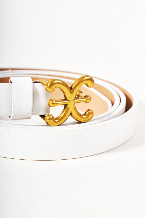 Carraig Donn White Link Detail Skinny Belt - Size M/L