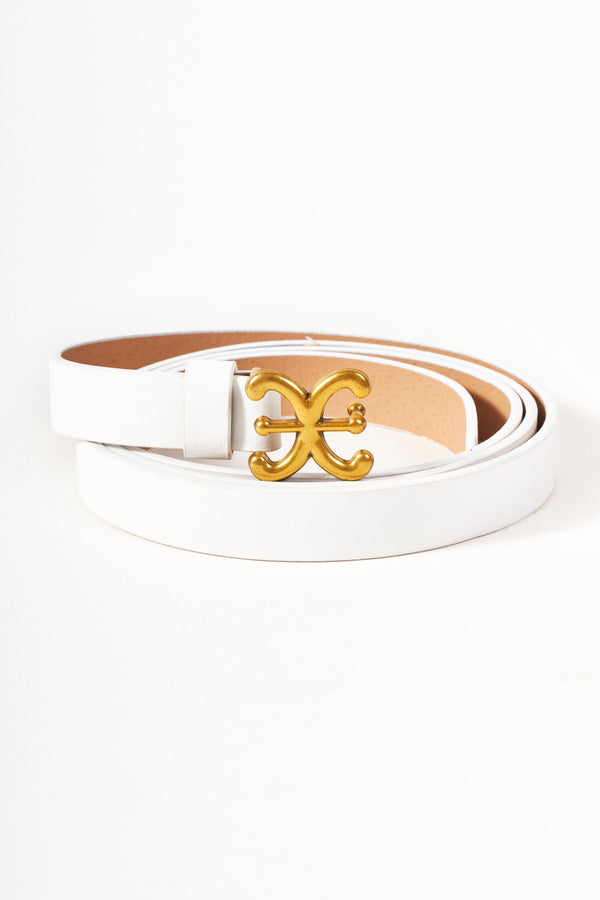 Carraig Donn White Link Detail Skinny Belt - Size M/L
