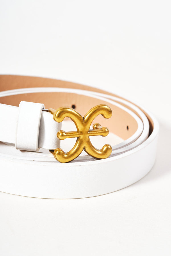 Carraig Donn White Link Detail Skinny Belt - Size S/M