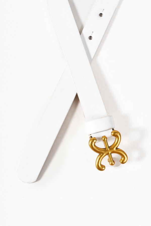 Carraig Donn White Link Detail Skinny Belt - Size S/M