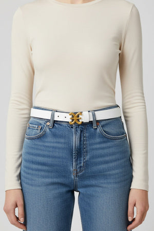 Carraig Donn White Link Detail Skinny Belt - Size S/M