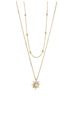 White Opal Crystal Sunshine Layered Necklace