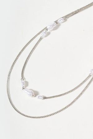 Carraig Donn White Pearl Silver Layered Necklace