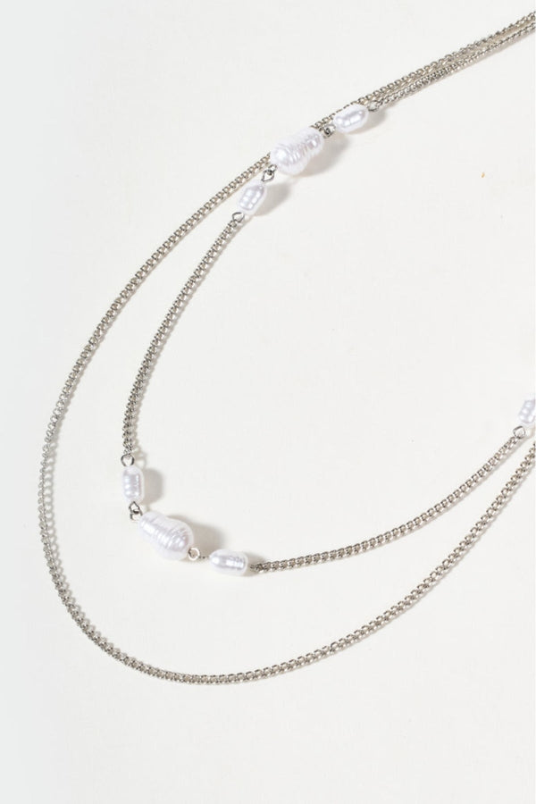 Carraig Donn White Pearl Silver Layered Necklace
