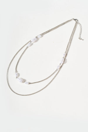 Carraig Donn White Pearl Silver Layered Necklace