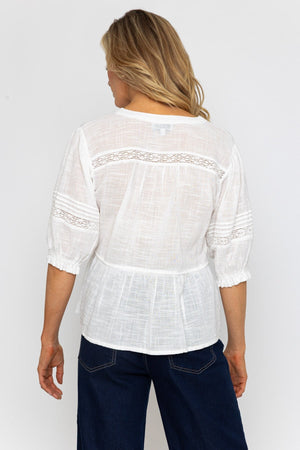 Carraig Donn White Peplum Top With Pintucks