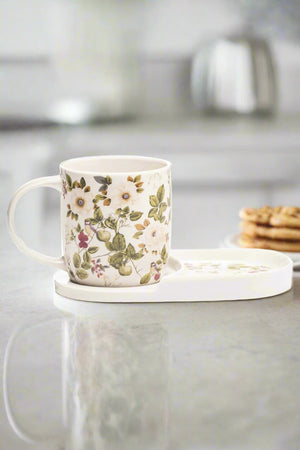 Carraig Donn White Rose Bone China Mug And Snack Tray