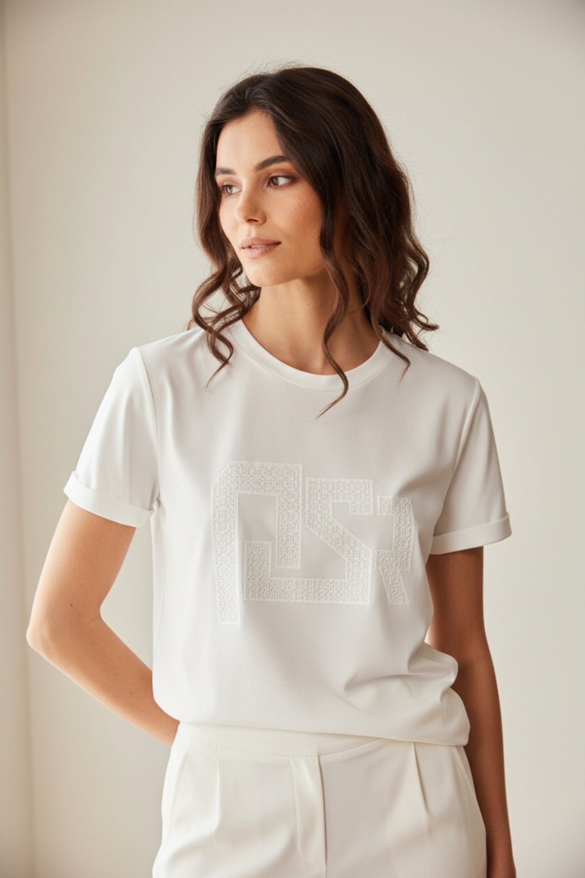White Rubber Print T-Shirt